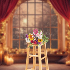 Lofaris Candlelight Window Scene Christmas Vibe Backdrop