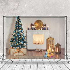 Lofaris Candles Fireplace Christmas Tree Photo Backdrop