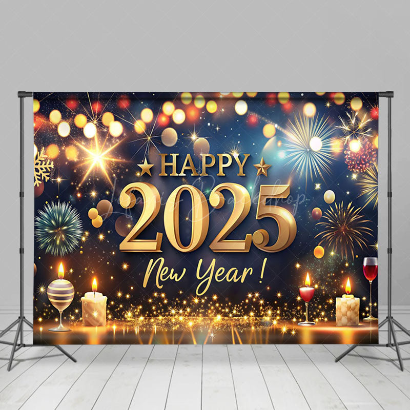 Lofaris Candles Red Wine 2025 Happy New Year Party Backdrop