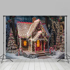 Lofaris Candy Cane Gingerbread House Christmas Backdrop