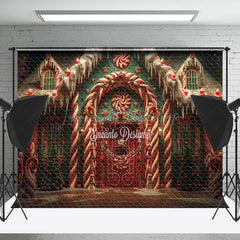 Lofaris Candy Gingerbread House Night Christmas Backdrop