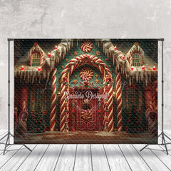 Lofaris Candy Gingerbread House Night Christmas Backdrop