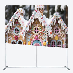 Lofaris Candy House Christmas Party Square Tension Backdrop