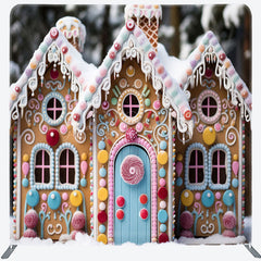 Lofaris Candy House Christmas Party Square Tension Backdrop