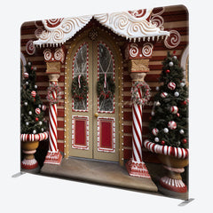 Lofaris Candy Shop Christmas Party Square Tension Backdrop