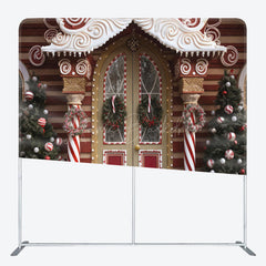 Lofaris Candy Shop Christmas Party Square Tension Backdrop