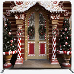 Lofaris Candy Shop Christmas Party Square Tension Backdrop