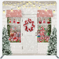 Lofaris Candy Store Christmas Tree Tension Fabric Backdrop