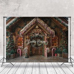 Lofaris Candy Wooden House Pine Leaves Christmas Backdrop