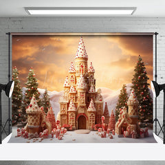 Lofaris Candyland Castle Snowy Wild Tree Christmas Backdrop