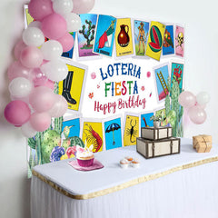 Lofaris Card Game Loteria Fiesta Happy Birthday Backdrop