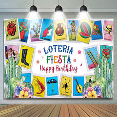 Lofaris Card Game Loteria Fiesta Happy Birthday Backdrop