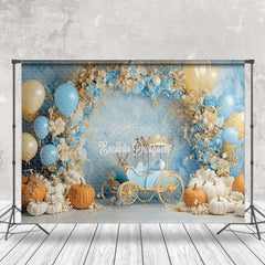 Lofaris Carriage Balloons Floral Pumpkin Cake Smash Backdrop