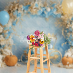 Lofaris Carriage Balloons Floral Pumpkin Cake Smash Backdrop