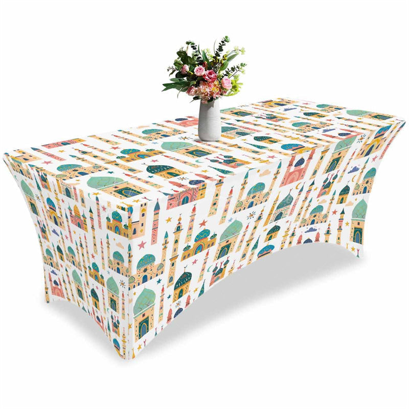 Lofaris Cartoon Castle Towel Sketch On White Stretch Table Cover