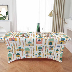 Lofaris Cartoon Castle Towel Sketch On White Stretch Table Cover