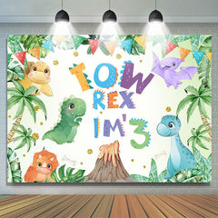 Lofaris Cartoon Colorful Dinosaurs 3rd Birthday Backdrop