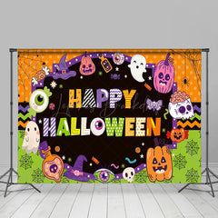 Lofaris Cartoon Cute Halloween Spider Web Holiday Backdrop