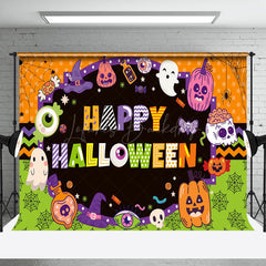 Lofaris Cartoon Cute Halloween Spider Web Holiday Backdrop