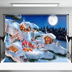 Lofaris Cartoon Lilliput Snowy House Merry Christmas Backdrop