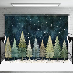 Lofaris Cartoon Starry Night Sky Forest Christmas Backdrop