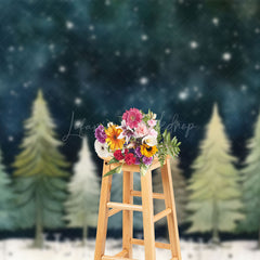 Lofaris Cartoon Starry Night Sky Forest Christmas Backdrop