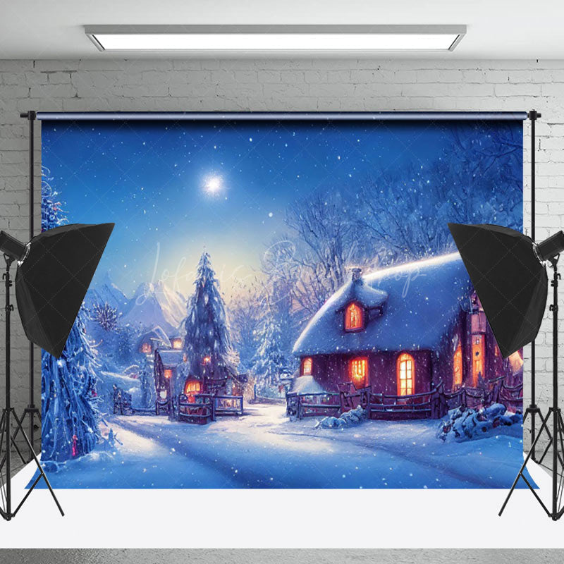 Lofaris Cartoon Winter Outdoor House Snow Scene Backdrop