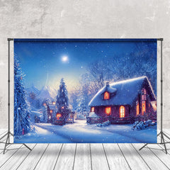 Lofaris Cartoon Winter Outdoor House Snow Scene Backdrop