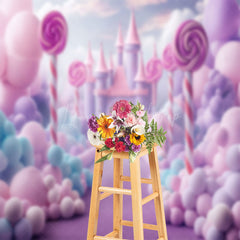 Lofaris Castle Candyland Pink Balloons Cake Smash Backdrop