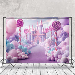 Lofaris Castle Candyland Pink Balloons Cake Smash Backdrop