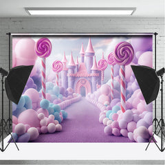 Lofaris Castle Candyland Pink Balloons Cake Smash Backdrop