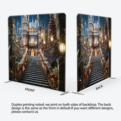 Lofaris Castle Christmas Stairway Square Tension Backdrop