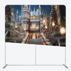 Lofaris Castle Christmas Stairway Square Tension Backdrop