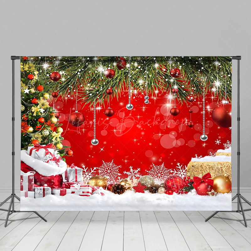 Lofaris Celebrate The Holiday Red Christmas Photo Backdrop