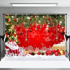 Lofaris Celebrate The Holiday Red Christmas Photo Backdrop