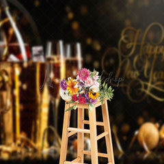 Lofaris Champagne Bucket Clock Happy New Year Photo Backdrop