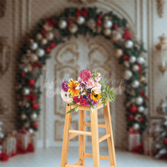 Lofaris Champagne Door Baubles Christmas Photography Backdrop