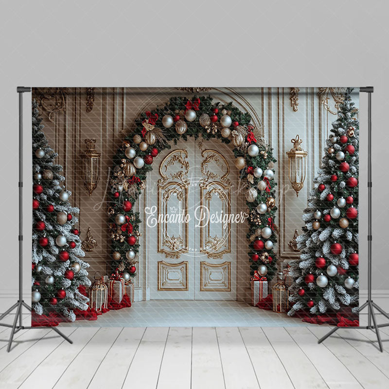 Lofaris Champagne Door Baubles Christmas Photography Backdrop