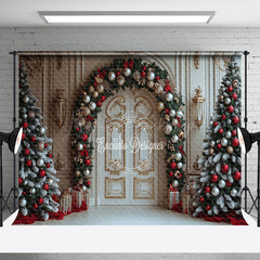 Lofaris Champagne Door Baubles Christmas Photography Backdrop