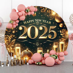 Lofaris Champagne Shiny New Year 2025 Round Party Backdrop