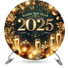 Lofaris Champagne Shiny New Year 2025 Round Party Backdrop