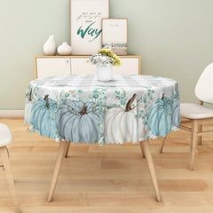 Lofaris Charming Watercolor Pumpkin Green Leaves Tablecloth