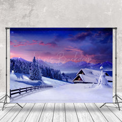 Lofaris Charming Winter Wonderlands Cabin Scene Backdrop