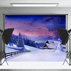 Lofaris Charming Winter Wonderlands Cabin Scene Backdrop