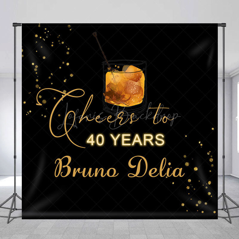 Lofaris Cheers To 40 Years Custom Name Anniversary Backdrop