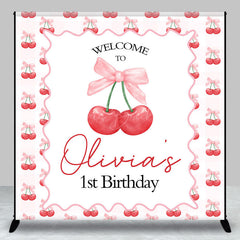 Lofaris Cherry Bow Tie Custom Name 1st Birthday Backdrop