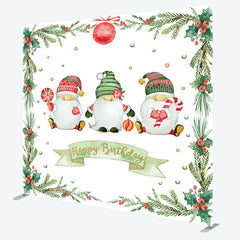 Lofaris Cherry Candy Gnome Xmas Birthday Pillow Case Backdrop