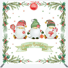 Lofaris Cherry Candy Gnome Xmas Birthday Pillow Case Backdrop