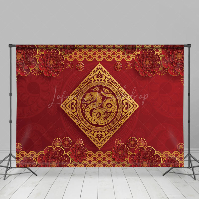 Lofaris Chinese Papercutting Floral Snake New Year Backdrop