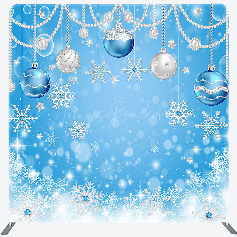 Lofaris Christmas Ball Pearl Bokeh Snowflake Pillow Case Backdrop